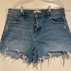 Abercrombie & Fitch Light Blue Distressed Jean Shorts